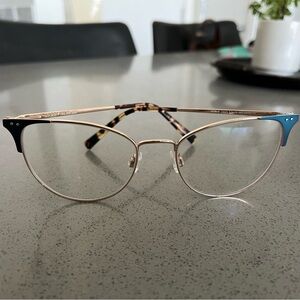 Warby Parker Gold and Blue Women's Ava Glasses